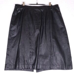 Chelsea Collection Midi Leather Skirt Black A Line Modcore Dark Academia Sleek